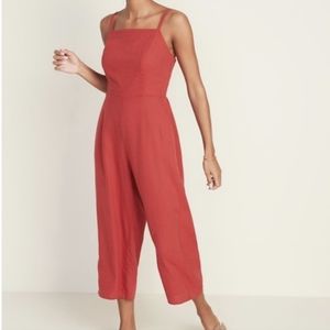 Red Linen Jumpsuit